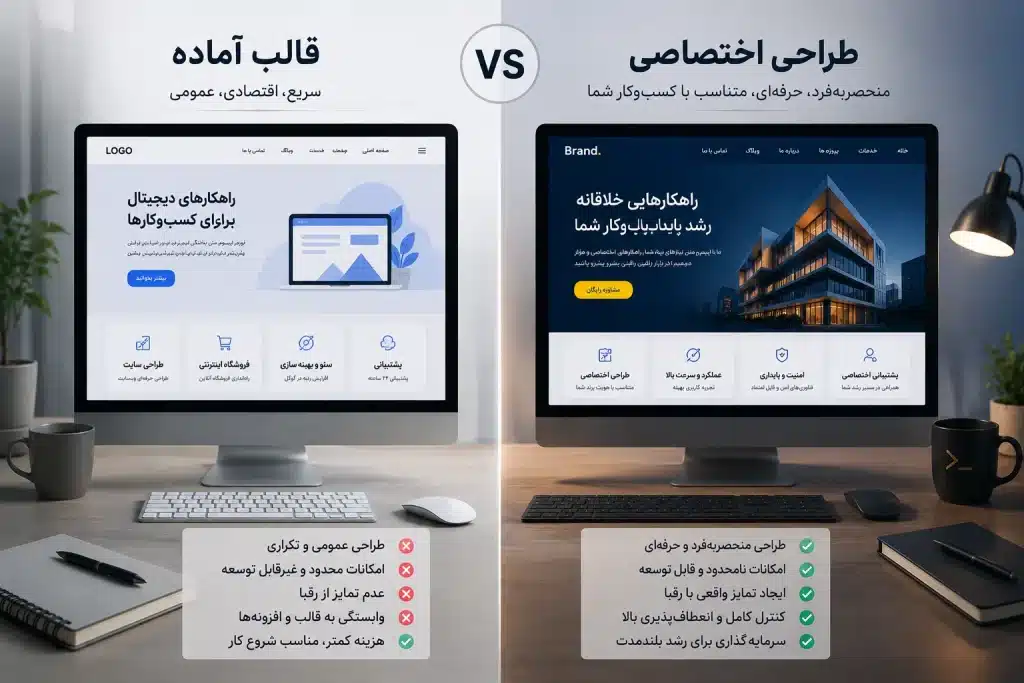 مقایسه سایت آماده و طراحی اختصاصی